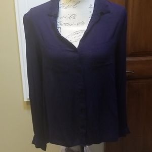 Dizzylissy Rayon royal blue blouse with v lace in